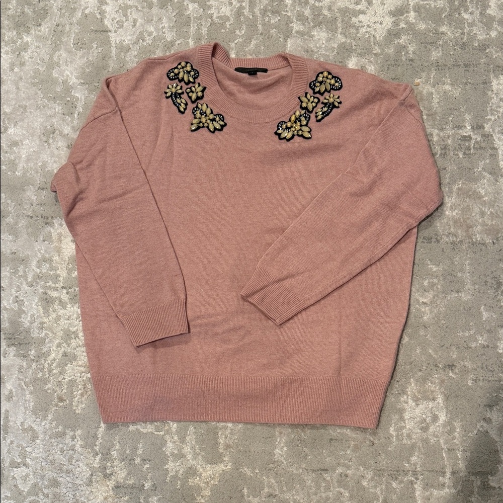 J. Crew Blush Sweater with Floral Accents
